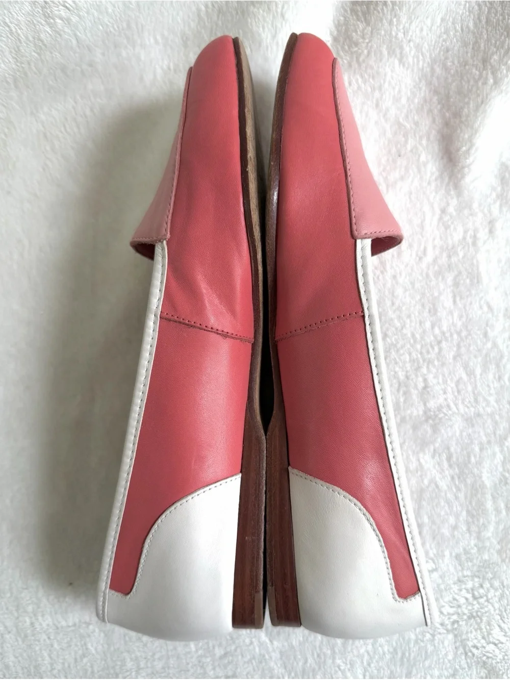 Vintage Enzo Angiolini Liberty Two Toned Pink White Leather Loafers Flats